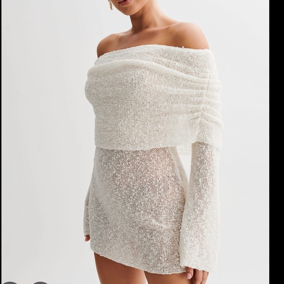 Meshki Off-Shoulder Long Sleeve Dress - Cream - Picture 1 of 4